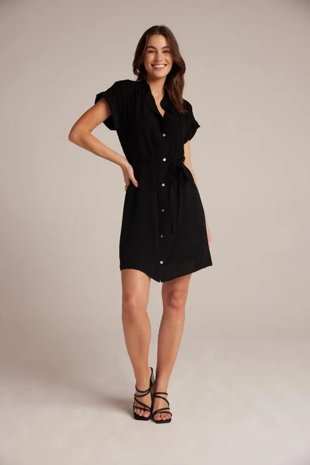 Belted Shirred Dress 8211 Black Women Bella Dahl Mini Dresses