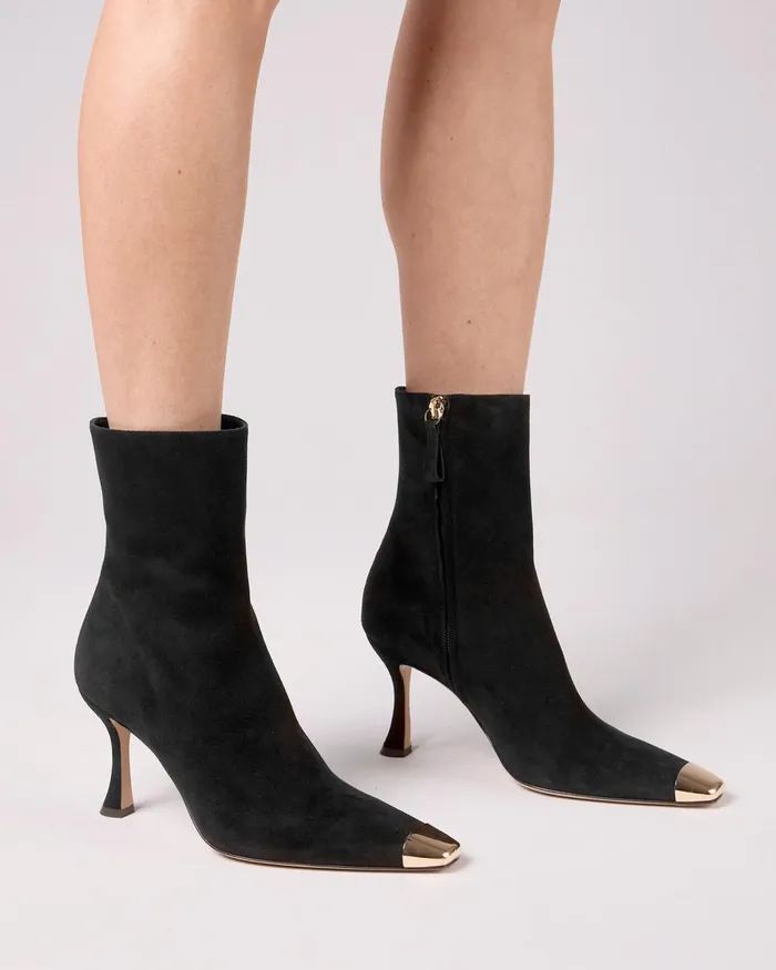 Black Suede Bootie 8211 Olivia Retro Bootie 8211 Designer Boots For 8211 Square Toe Boots Black Women Alexandre Birman Boots