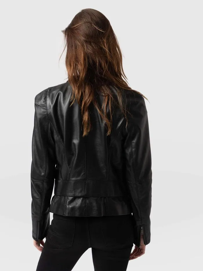 Blane Leather Jacket 8211 Black Black Women Saint And Sofia Coats and Jackets