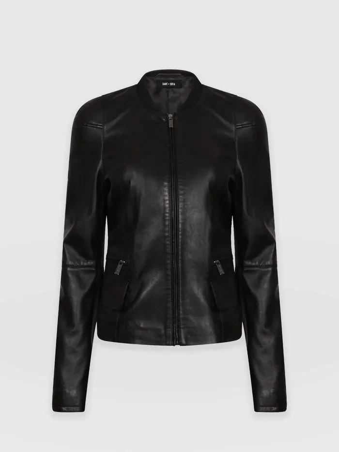 Blane Leather Jacket 8211 Black Black Women Saint And Sofia Coats and Jackets