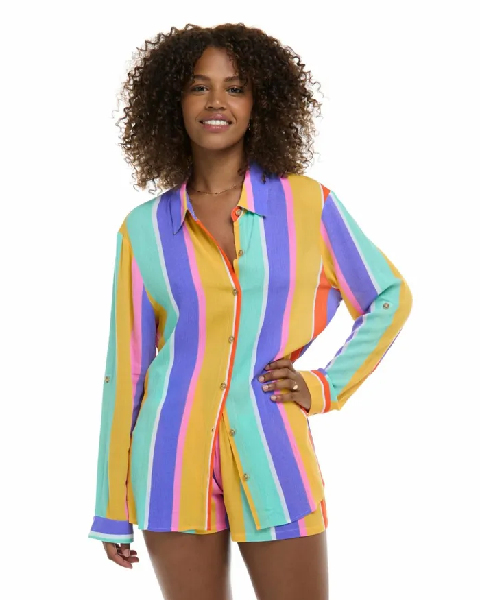 Body Glove CoverUps Floret Ode Loose Fit Shirt 8211 Multi Floret Stripe 8211 Women