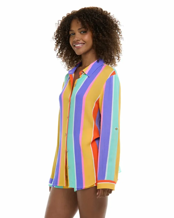 Body Glove CoverUps Floret Ode Loose Fit Shirt 8211 Multi Floret Stripe 8211 Women