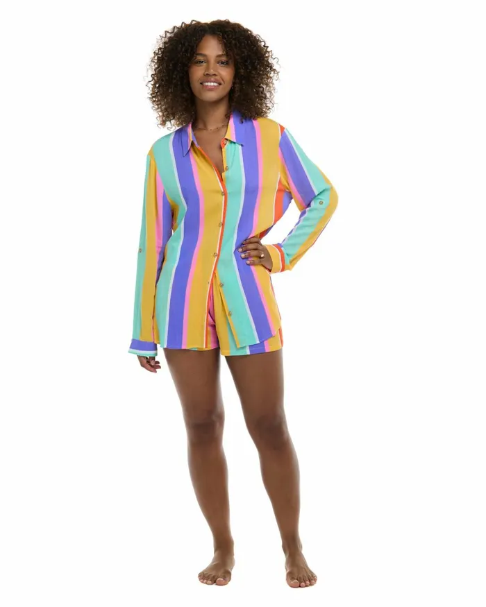 Body Glove CoverUps Floret Ode Loose Fit Shirt 8211 Multi Floret Stripe 8211 Women