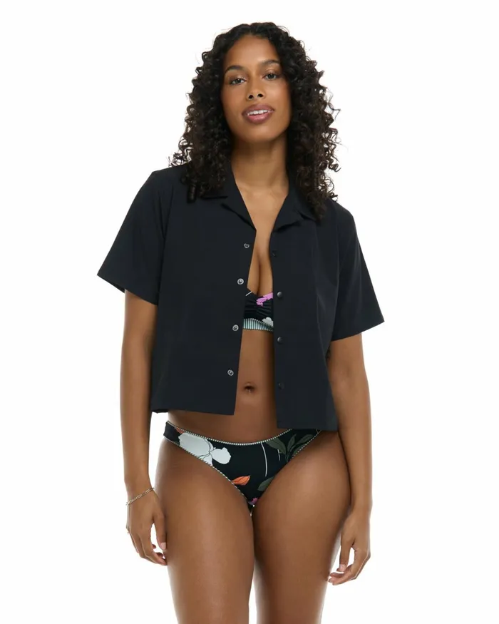 Body Glove CoverUps Lalancha Short Sleeve Surf Shirt 8211 Black 8211 Women