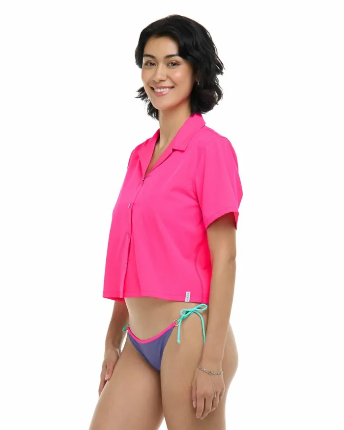Body Glove CoverUps Lalancha Short Sleeve Surf Shirt 8211 Bubble Gum 8211 Women