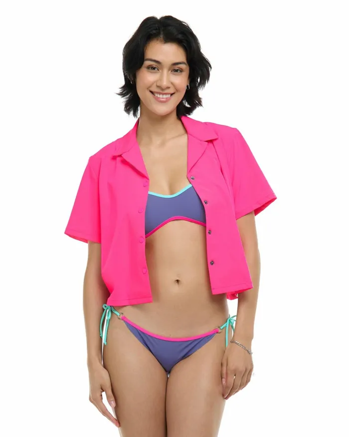 Body Glove CoverUps Lalancha Short Sleeve Surf Shirt 8211 Bubble Gum 8211 Women