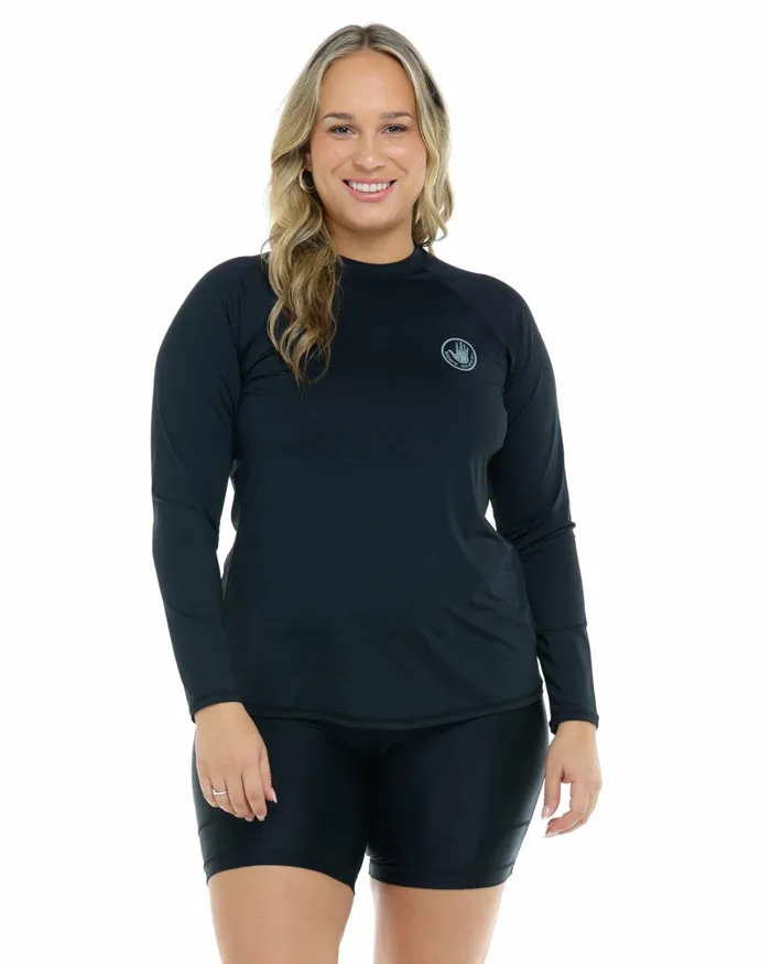 Body Glove Plus Size Swimwear Smoothies Sleek Plus Size Long Sleeve Rashguard 8211 Black 8211 Women
