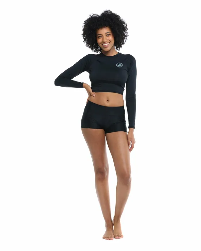 Body Glove Rash Guards Sun Protection Smoothies Let It Be CrossOver Rash Guard 8211 Black 8211 Women