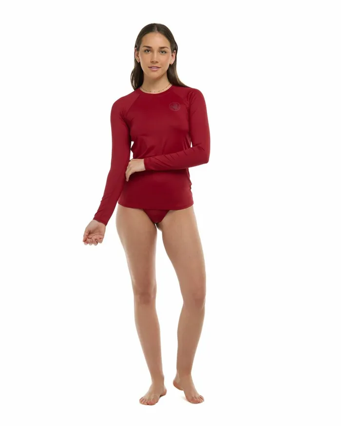 Body Glove Rash Guards Sun Protection Smoothies Sleek Long Sleeve Rashguard 8211 Cranberry 8211 Women