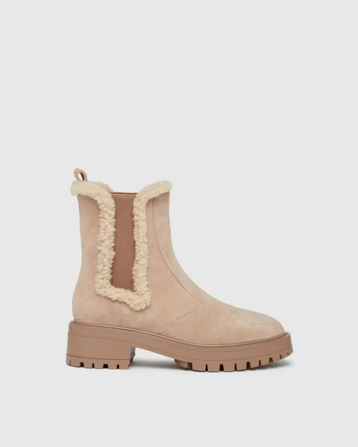 Boots Women PAIGE Bowie Ankle Boot 8211 Light Tan Suede