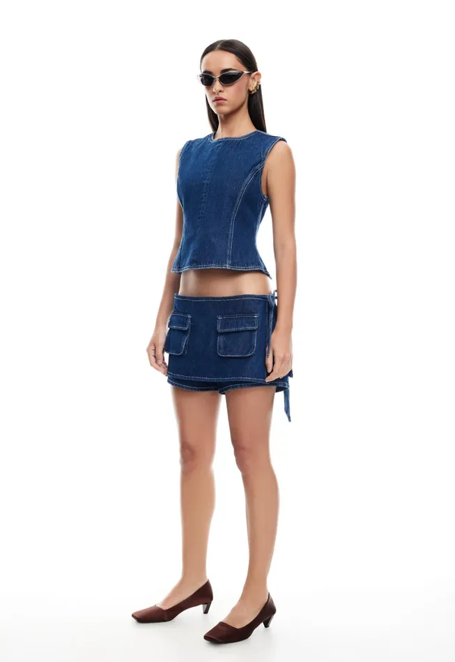 Bottoms Women Lioness Fashion COUNTRYSIDE SKORT Blue Denim