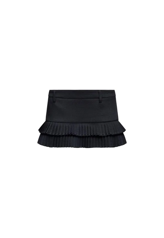 Bottoms Women Lioness Fashion DOUBLE RUFFLE MINI SKORT Onyx Bottoms Women Lioness Fashion DOUBLE RUFFLE MINI SKORT Onyx