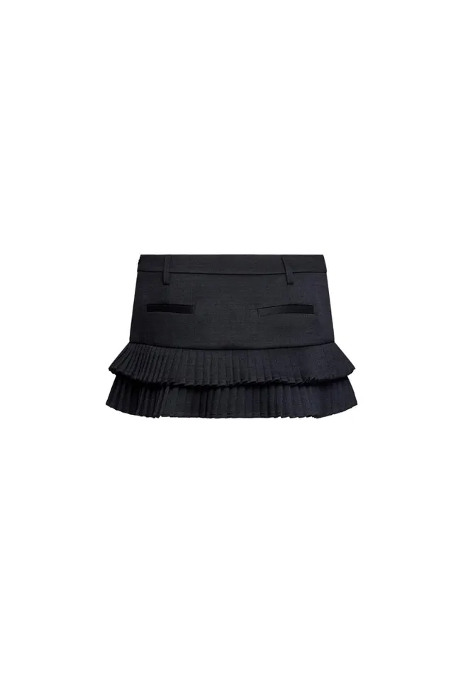 Bottoms Women Lioness Fashion DOUBLE RUFFLE MINI SKORT Onyx Bottoms Women Lioness Fashion DOUBLE RUFFLE MINI SKORT Onyx