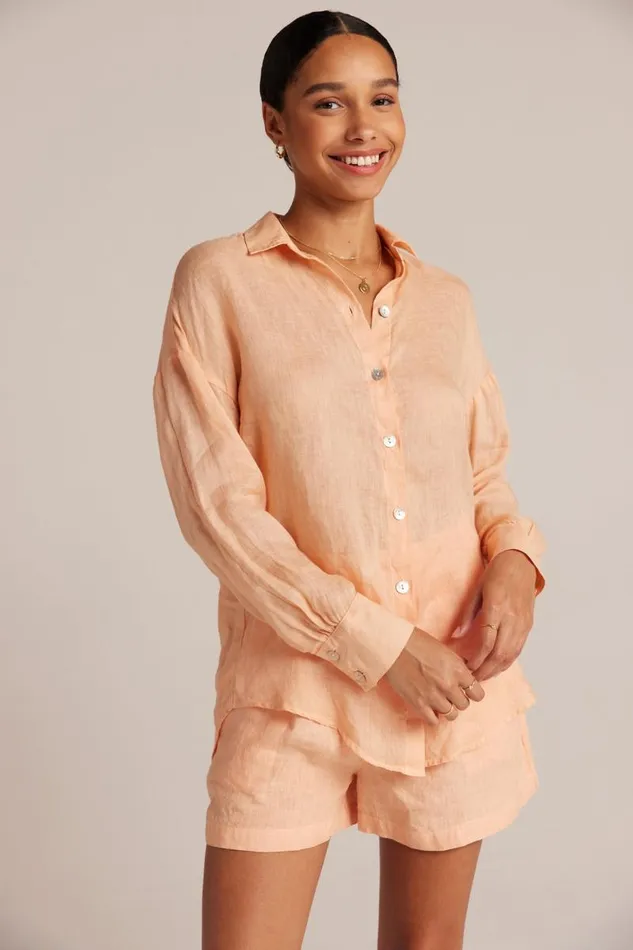 Boyfriend Button Down 8211 Peach Parker Women Bella Dahl Long Sleeve