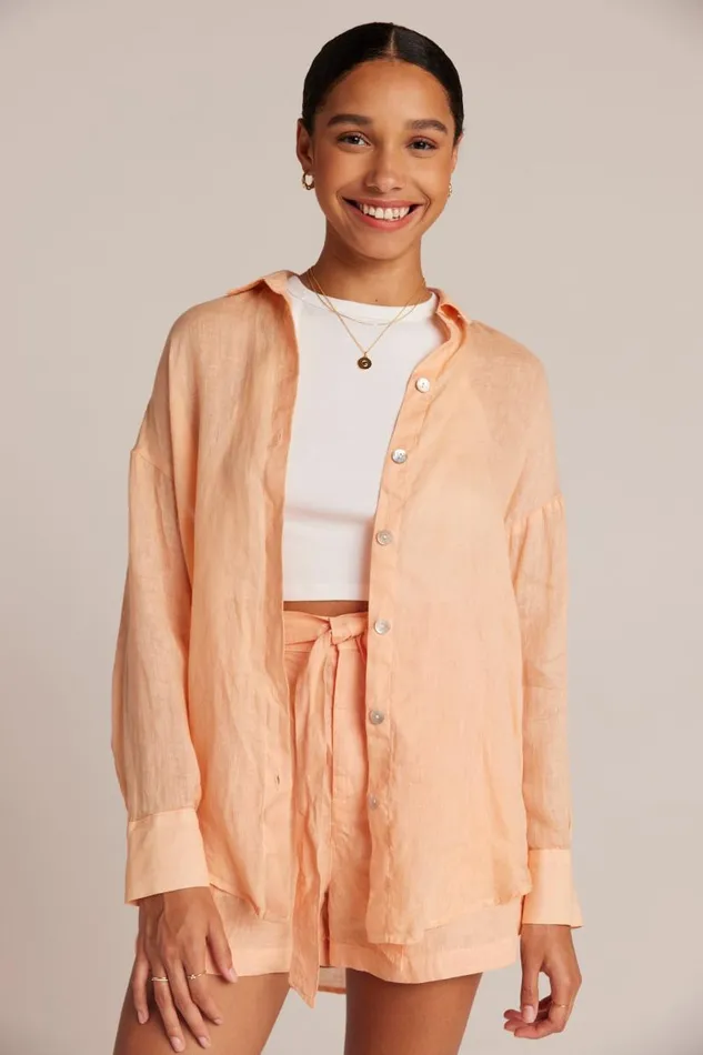 Boyfriend Button Down 8211 Peach Parker Women Bella Dahl Long Sleeve Boyfriend Button Down 8211 Peach Parker Women Bella Dahl Long Sleeve