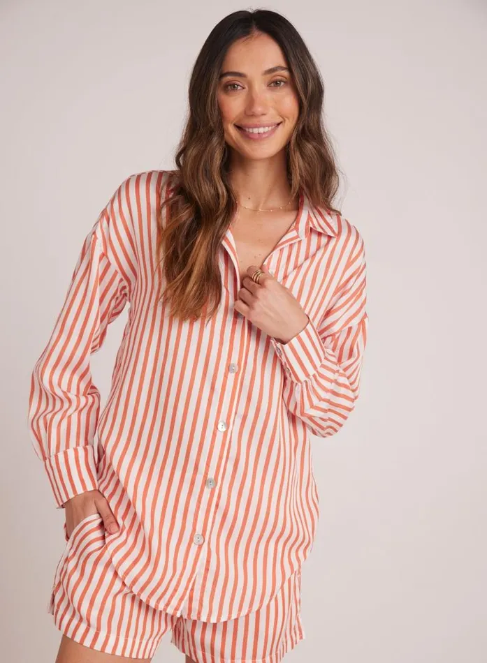 Boyfriend Button Down 8211 Sunset Blaze Stripe Women Bella Dahl Button Down Boyfriend Button Down 8211 Sunset Blaze Stripe Women Bella Dahl Button Down