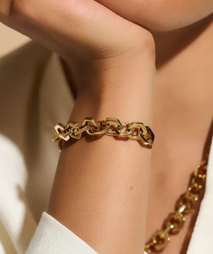 Bracelets Women Olivia Burton Honeycomb Gold Link Bracelet