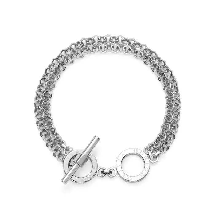 Bracelets Women Olivia Burton Honeycomb Toggle Silver Tone Bracelet
