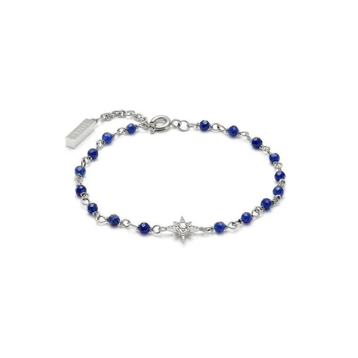 Bracelets Women Olivia Burton North Star Blue and Silver Tone Beaded Charm Bracelet
