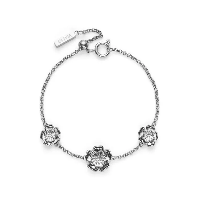 Bracelets Women Olivia Burton Tudor Rose Silver Tone Bracelet