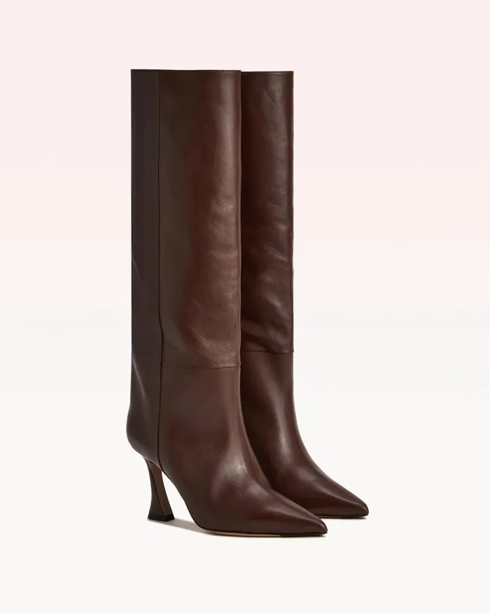 Brena 85 Tall Boot 8211 Luxury Leather Boots 8211 Brown KneeHigh Boots Alexandre Birman Brown Women Alexandre Birman Boots