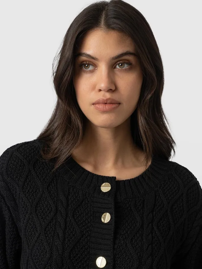 Bronte Cable Cardigan 8211 Black Black Women Saint And Sofia Knitwear