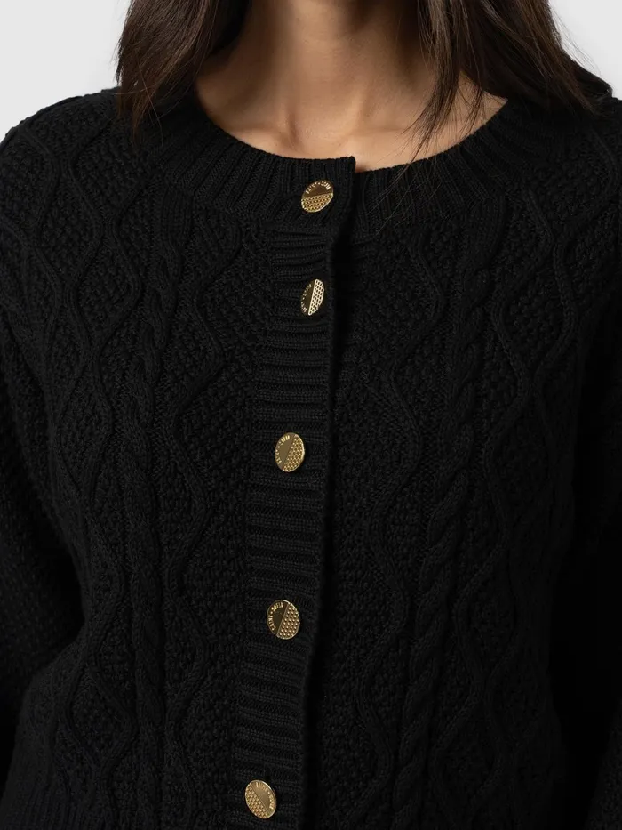 Bronte Cable Cardigan 8211 Black Black Women Saint And Sofia Knitwear