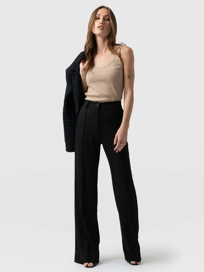 Cambridge Tailored Wide Leg Pant 8211 Black Black Women Saint And Sofia Pants