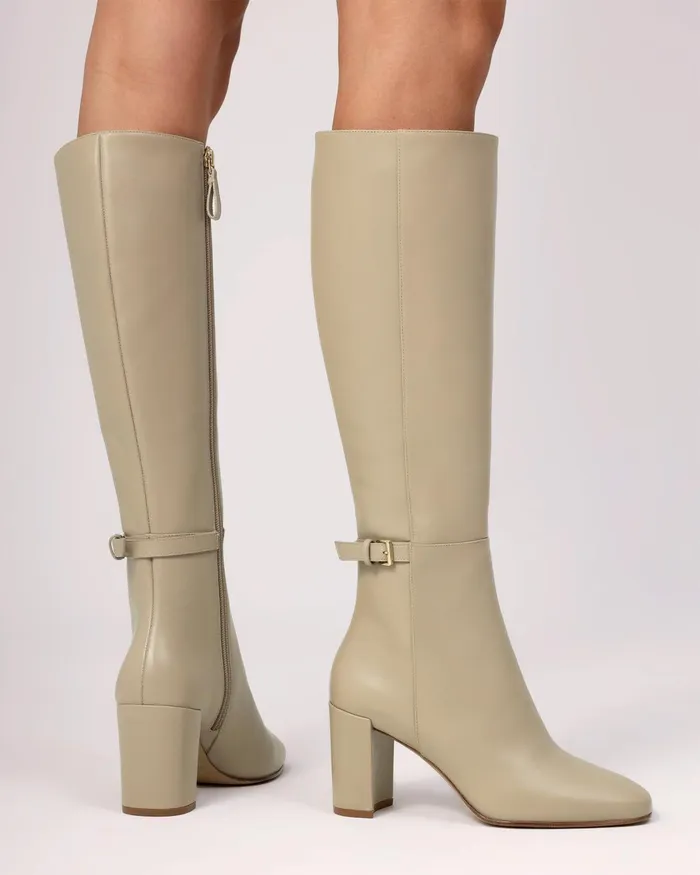Candance Leather Boot 8211 Luxury Leather Boots 8211 Riding Boots With Heels Chalk Women Alexandre Birman Boots