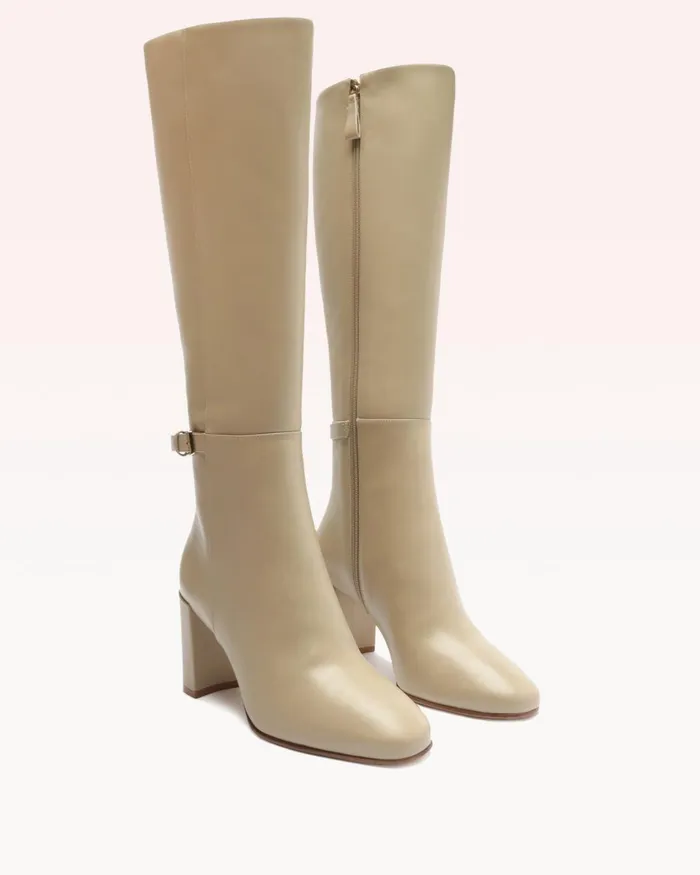 Candance Leather Boot 8211 Luxury Leather Boots 8211 Riding Boots With Heels Chalk Women Alexandre Birman Boots