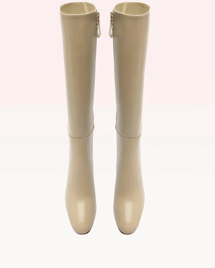 Candance Leather Boot 8211 Luxury Leather Boots 8211 Riding Boots With Heels Chalk Women Alexandre Birman Boots
