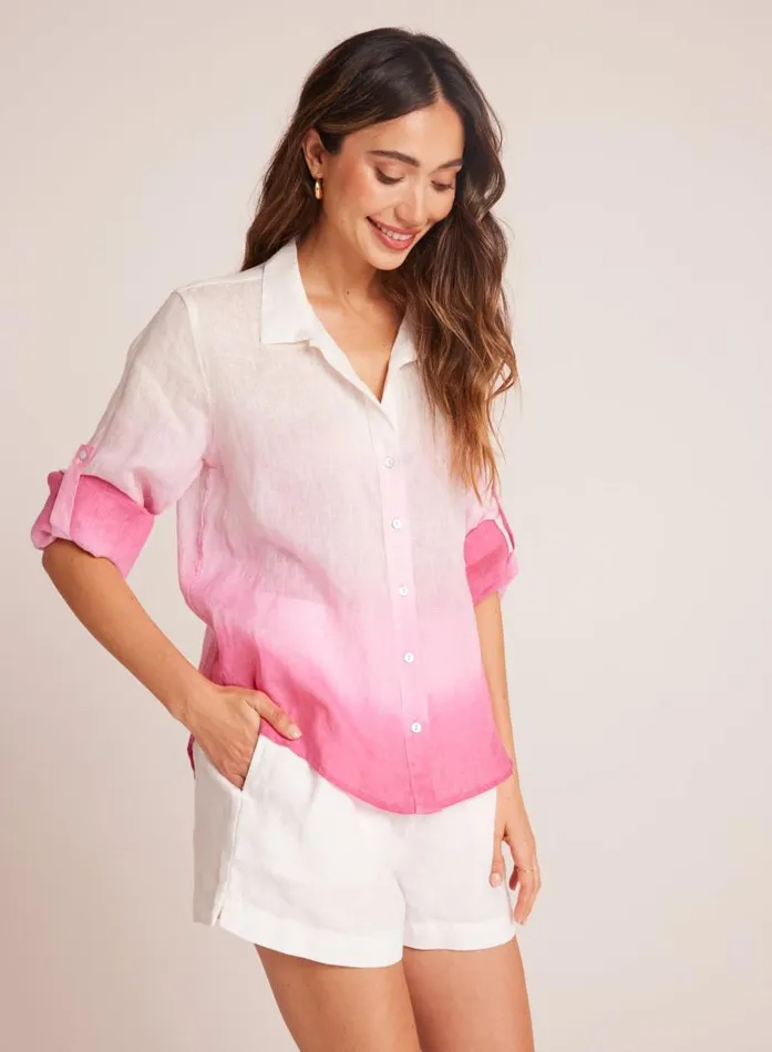 Capri Button Down 8211 Pink Ombre Dye Women Bella Dahl Button Down Capri Button Down 8211 Pink Ombre Dye Women Bella Dahl Button Down
