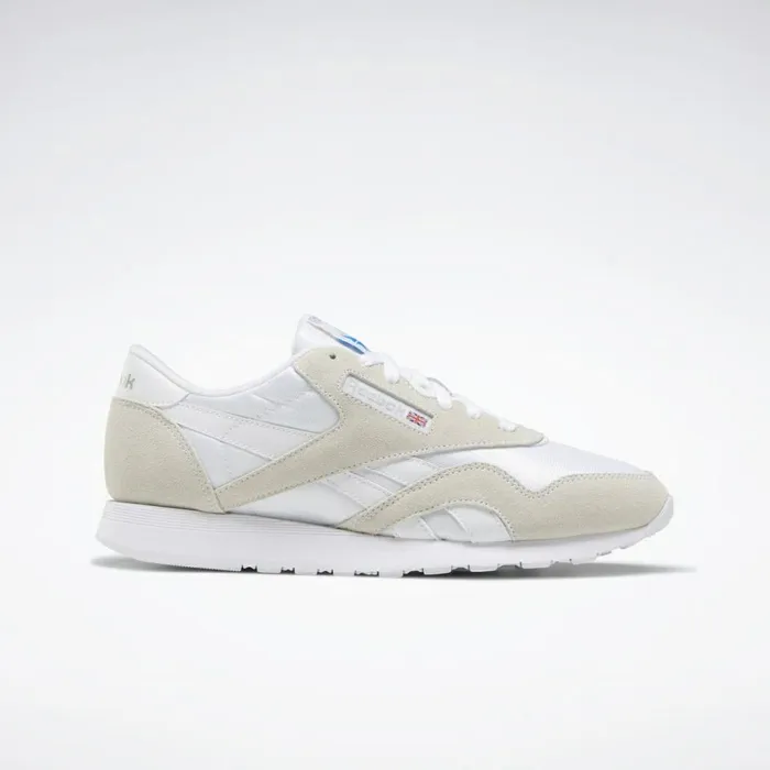 Casual Shoes Mens Reebok Classic Nylon Shoes White White Light Grey