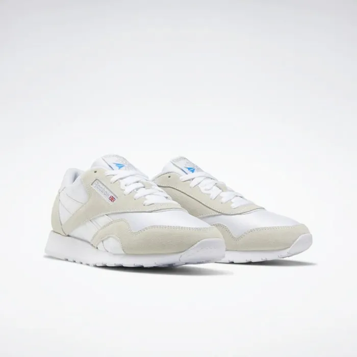 Casual Shoes Mens Reebok Classic Nylon Shoes White White Light Grey