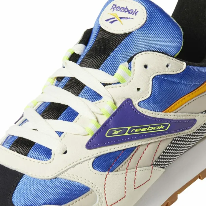 Casual Shoes MensWomens Reebok Classic Leather ATI 90s Shoes Cream Sand Cobalt Lime