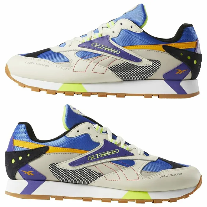 Casual Shoes MensWomens Reebok Classic Leather ATI 90s Shoes Cream Sand Cobalt Lime