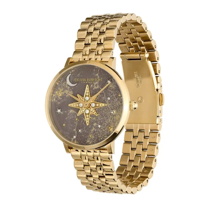 Celestial Watches Women Olivia Burton 35mm Nova Slim Mushroom and Gold Bracelet Watch