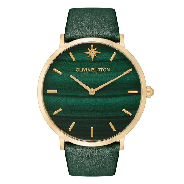 Celestial Watches Women Olivia Burton 40mm Faux Malachite Gold and Green Leather Strap Watch Celestial Watches Women Olivia Burton 40mm Faux Malachite Gold and Green Leather Strap Watch