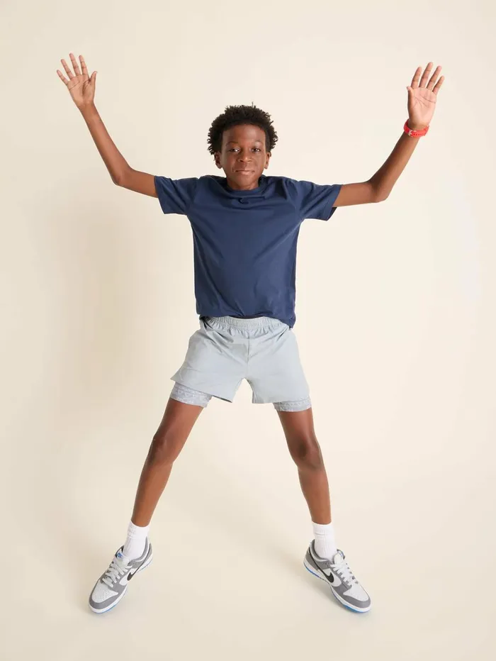 Chubbies Athletic Shorts Kids The Early Risers Light Grey Heathergrey Geometric Liner