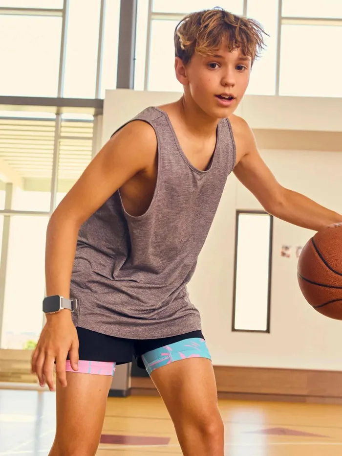 Chubbies Athletic Shorts Kids The One Leg Two Legs Blackblue and Pink Palm Liner