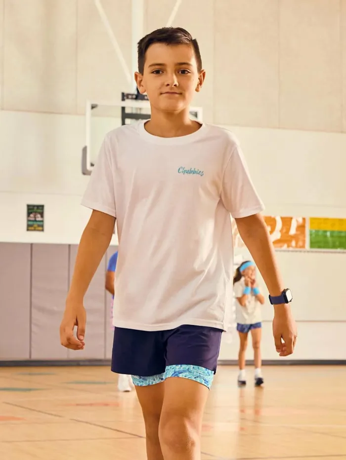 Chubbies Athletic Shorts Kids The Shark Sides Navyblue Shark Liner