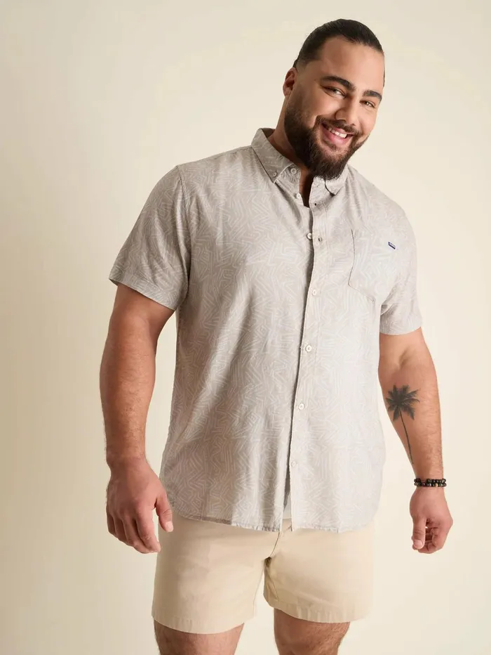 Chubbies Button Ups Men The No Such Thing Light Khaki Geometric Line