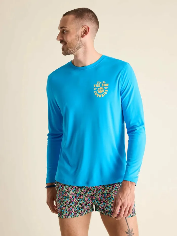 Chubbies Long Sleeve Shirts Men The Deep Sea Fishin039 Bright Blue