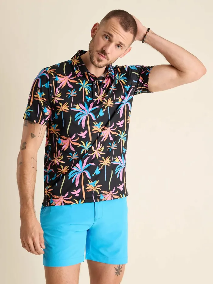 Chubbies Polos Men The Black Light Night Black Neon Palms