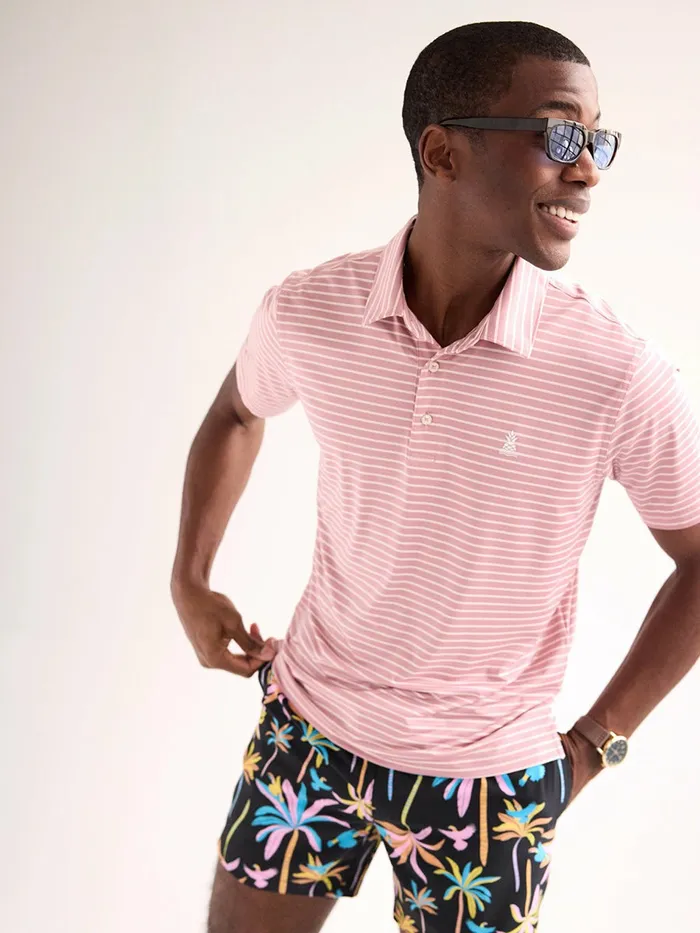 Chubbies Polos Men The Newbie Dusty Pink Stripe