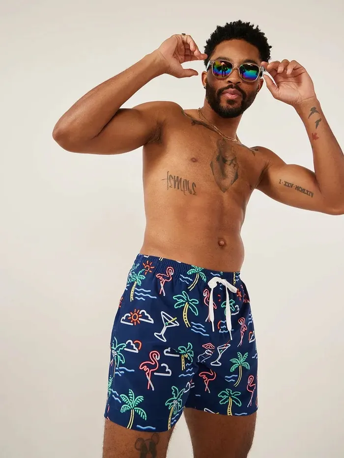 Chubbies Swim Men The Neon Lights 55 Inseam Swim Shorts Chubbies Navy Graphic