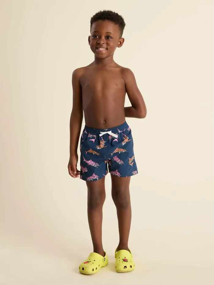Chubbies Toddler 6m6 Swim The Lil King Of The Seas Navy Tiger Shark