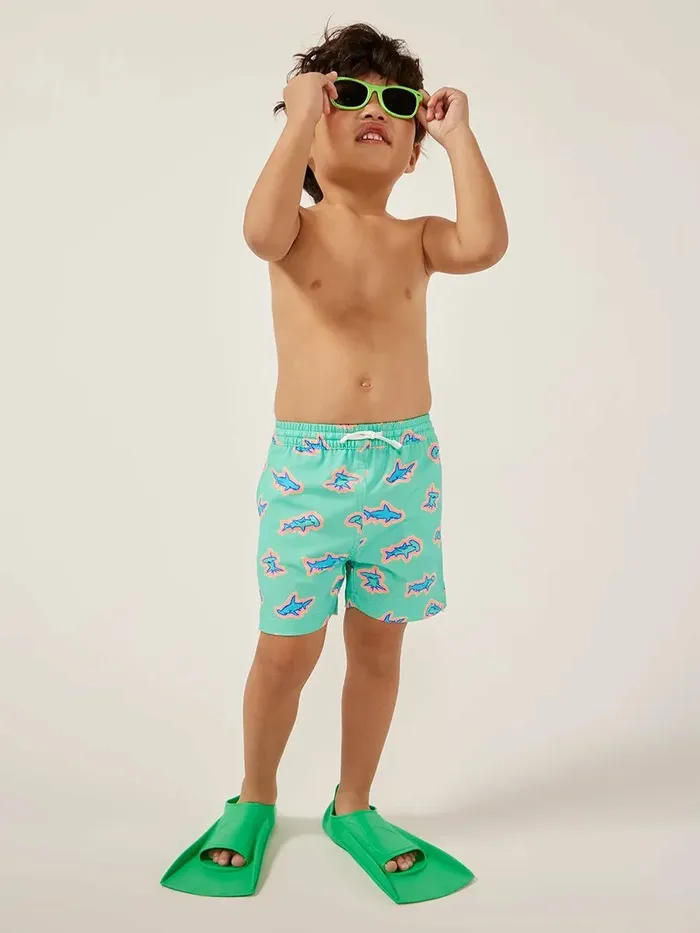Chubbies Toddler 6m6 Swim The Lil Swimmers Teal Sharks