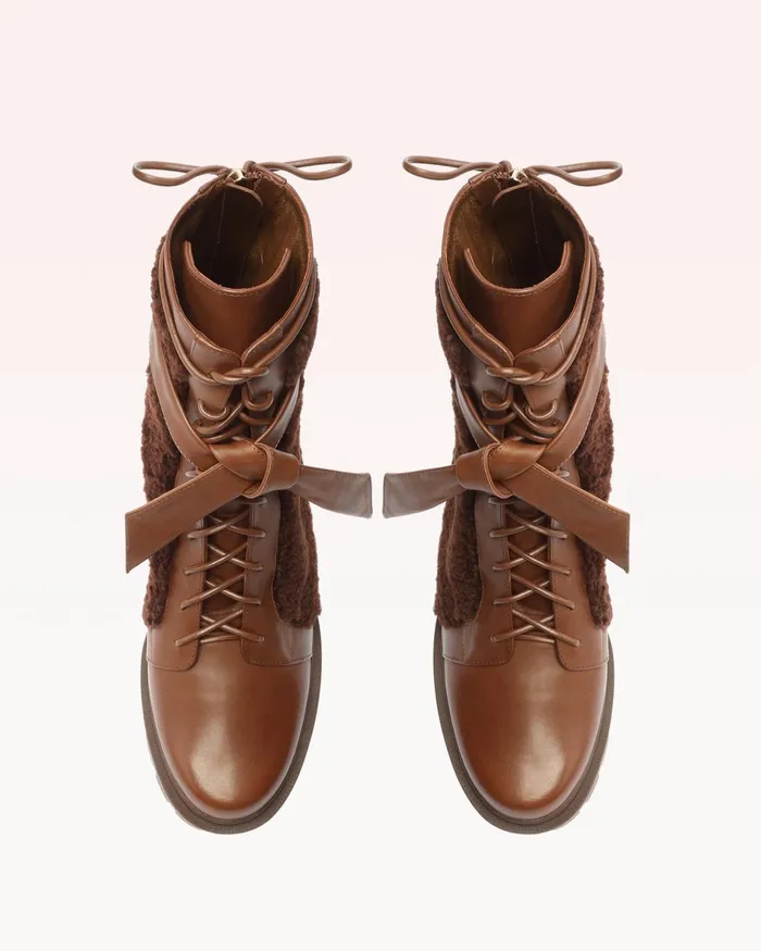 Clarita Shearling Combat Boots 8211 Brown Combat Boots For Mousse Women Alexandre Birman Boots