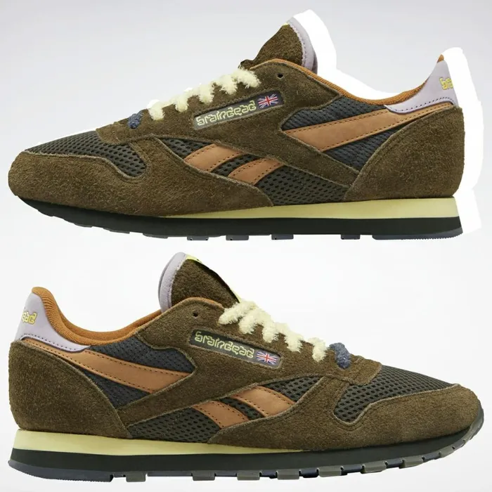 Classic Leather Mens Reebok Brain Dead Classic Leather Shoes Moss Soft Camel Filtered Yellow
